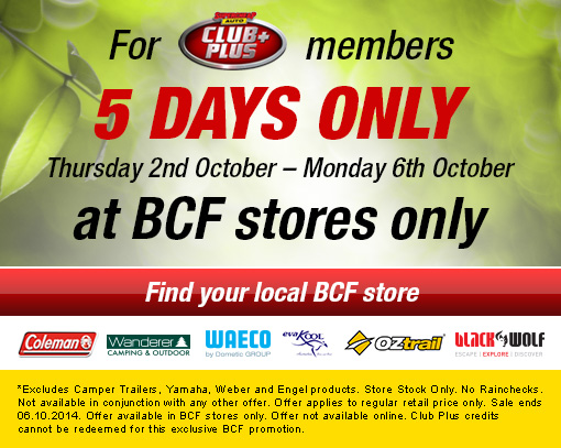 25% Off Camping at BCF for Supercheap Auto Club Members